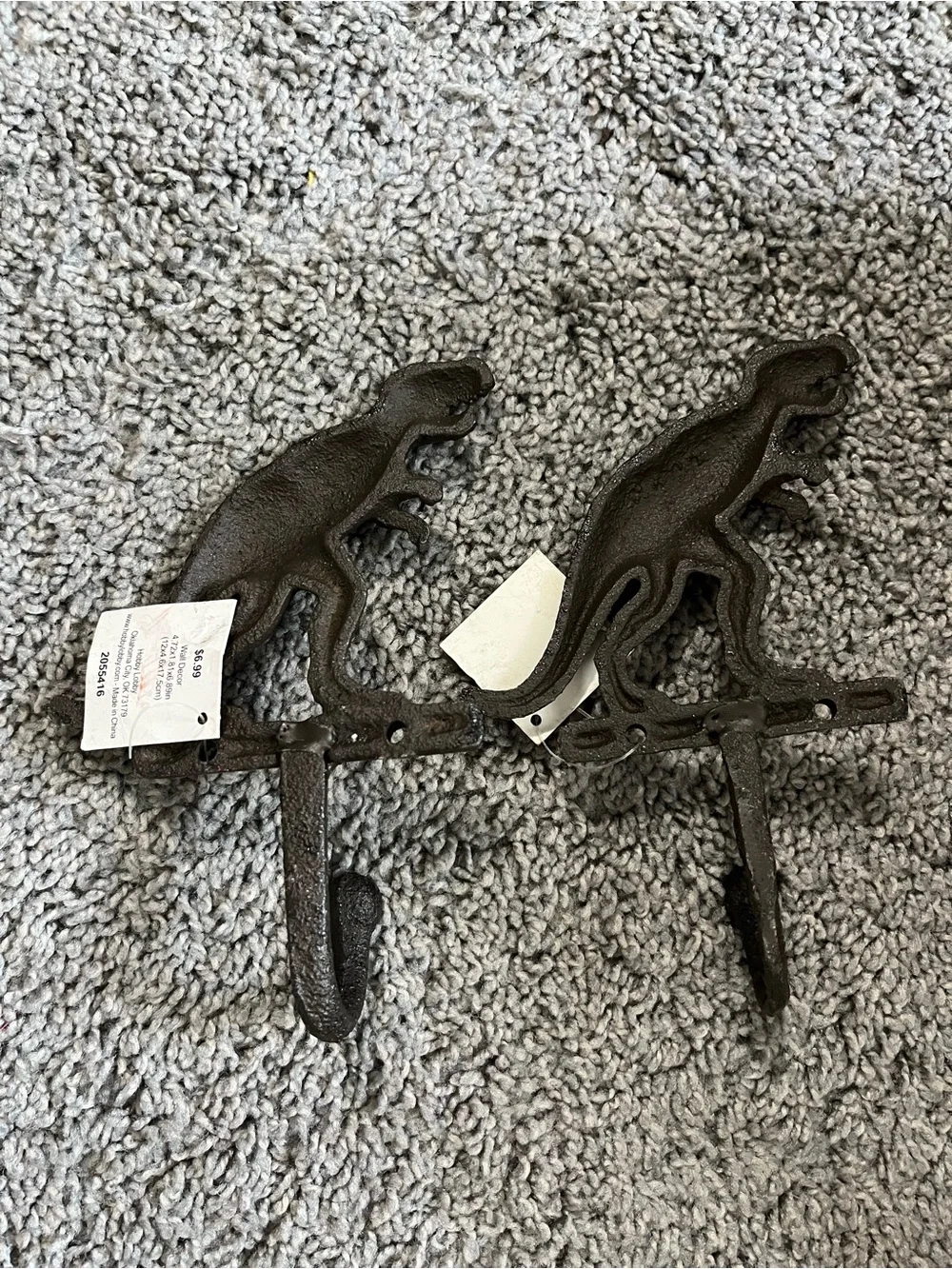 Hobby Lobby Black Dinosaur T-Rex Wall Hooks - Set of 2
